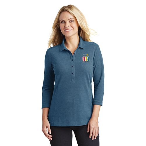 Ladies 3 4 Sleeve River Blue Navy Carolina Blue Polo with 2020 Theme Embroidery
