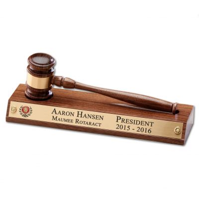 ROTARACT Solid American Walnut Gavel & Stand