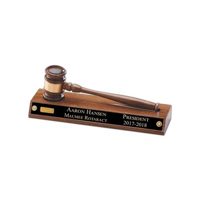 ROTARACT Solid American Walnut Gavel & Stand