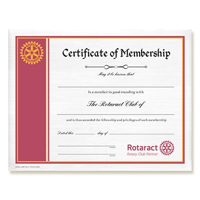 Rotaract Member Horizontal Certificate