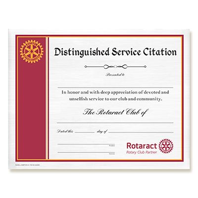 Rotaract Distinguished Service Citation Certificate