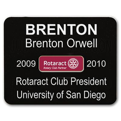 Rotaract 5- Line Custom Engraved Plastic Name Badge                                                                     