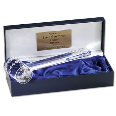 INTERACT 10-1/4" Long Crystal Gavel w/ Custom Etched Handle