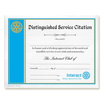 Interact Distinguished Service Citation Certificate