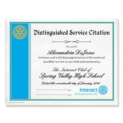 Customized Interact Certificate Of Membership