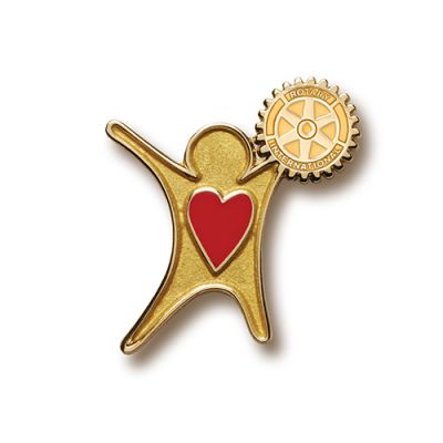 Gold Finish Sharing The Heart Of Rotary Lapel Pin