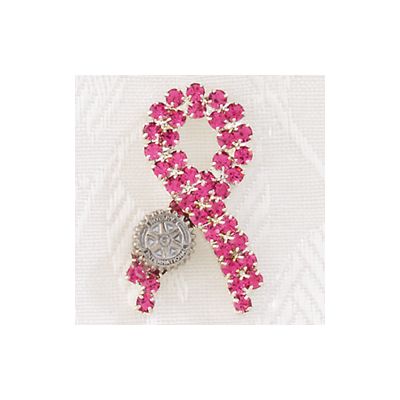 Ribbon Pin with Pink Crystals