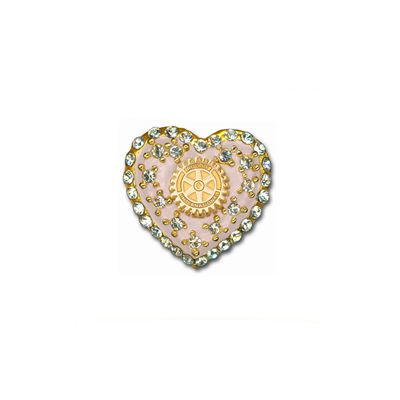 Pink Heart Pin with Crystal Stones