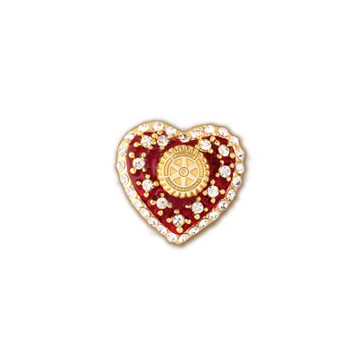 Red Heart Pin with Crystal Stones