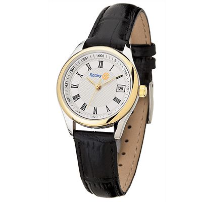 Ladies' Two-Tone Watch w/Black Strap