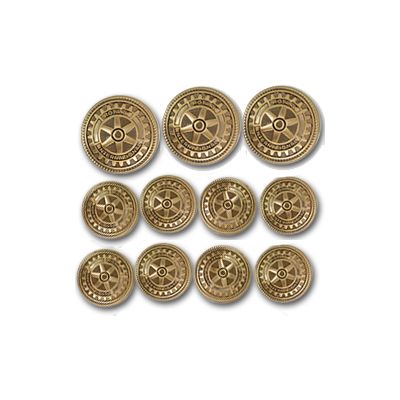 Blazer Buttons w/ Antique Gold Finish - Set of 11