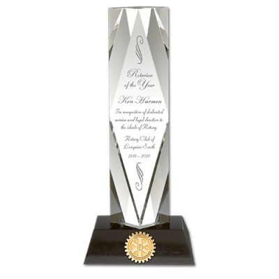 Etched Crystal Monarch Award On Marble Base