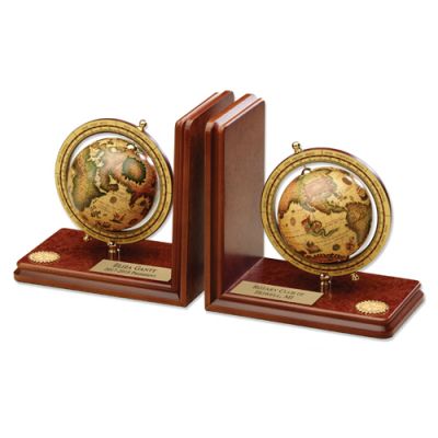 Customized World Globe Wooden Bookends