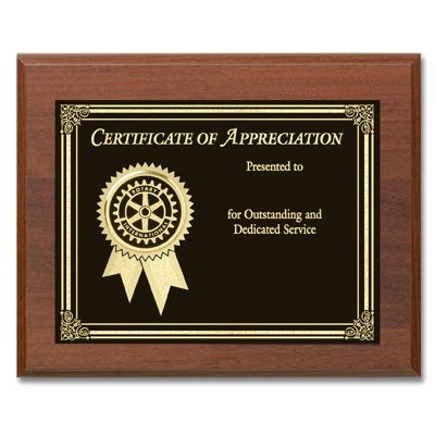 Certificate Of Appreciation Plaque