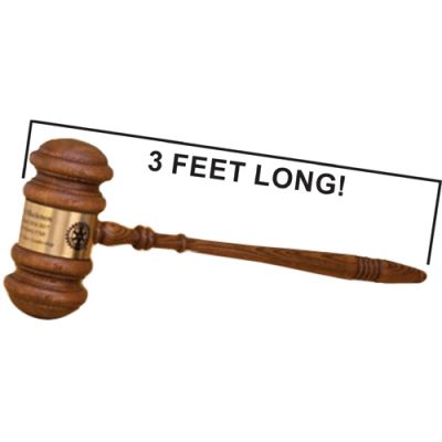 36" Jumbo Gavel With Brass Engraving Band