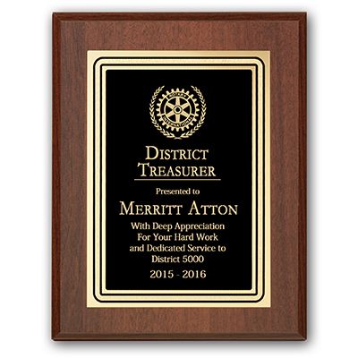 District Treasurer Plaque - Club Executive Series