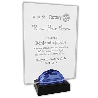 Rectangle Lucite Award with Glass Gemstones and Marble Base