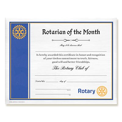 Rotarian of the Month Certificate