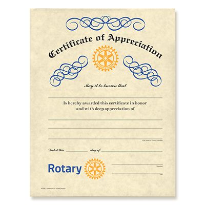 Certificate of Appreciation