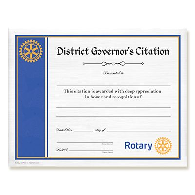 District Governor's Citation