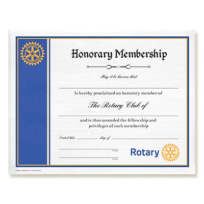 Certificate of Honorary Membership