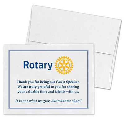 Rotary Masterbrand Guest Speaker Card of Appreciation