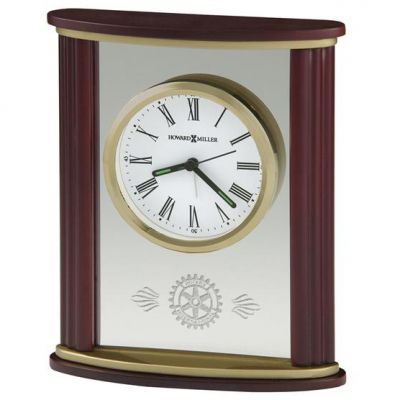 Rosewood, Brass & Glass Alarm Clock with Mark of Excellence Logo