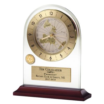 Beveled Glass World Time Alarm Clock