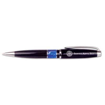 Blue Marbleized Band Ballpoint Pen