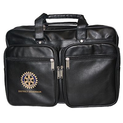 Customized Master Brand Black Leatherette Briefbag w/ Zipper Pockets