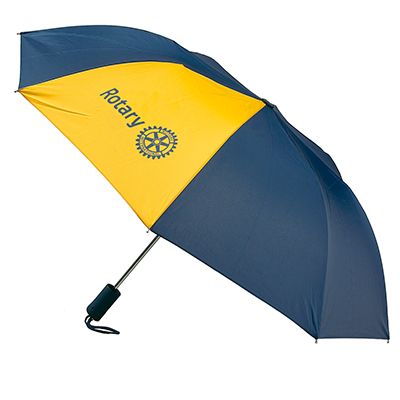 Compact Folding Umbrella in Navy and Gold