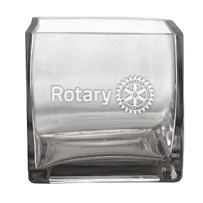 3-3/4" Etched Square Glass Cube Vase