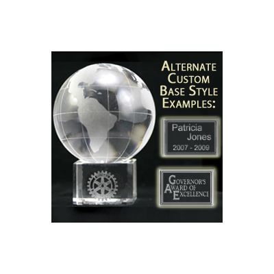 2-1/4" Custom Crystal Globe Award on Crystal Stand