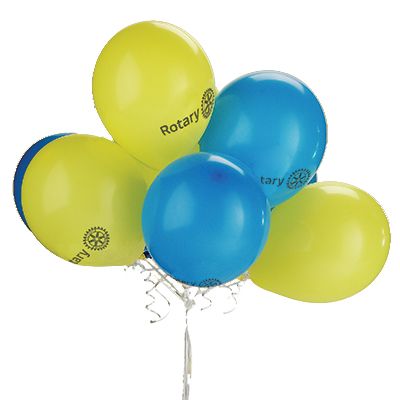 9" Blue & Yellow Imprinted Balloons - Bag of 50