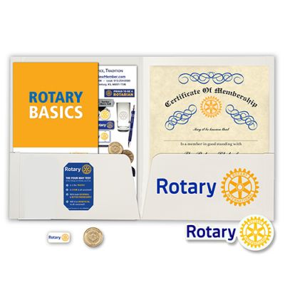 Rotary New Member Presentation Kit with White Masterbrand Magnet and Four Way Test Coin