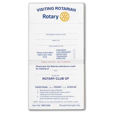 Visiting Rotarian Report Cards - Pack of 125