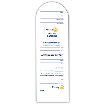 Visiting Rotarian Badge/Report Cards - Pack of 100