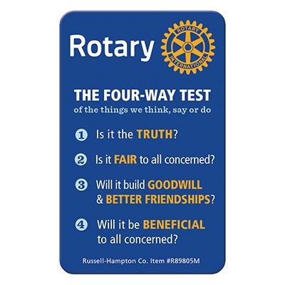 The Four-Way Test / Object of Rotary Plastic Wallet Card