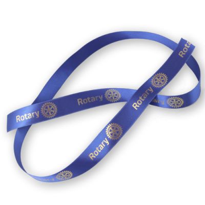 Royal Blue Satin Ribbon w/Metallic Gold Emblems