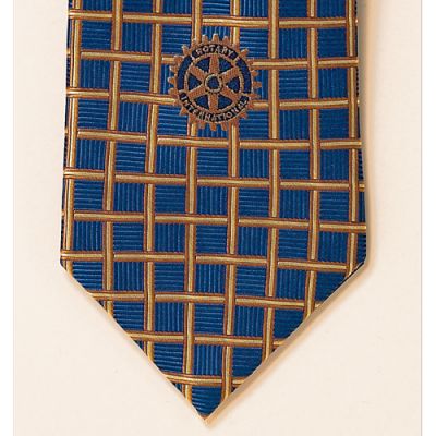 Blue/Gold Box Pattern, Woven Silk Tie