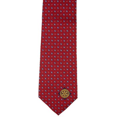 Red with Navy & White Dots Woven Silk Tie