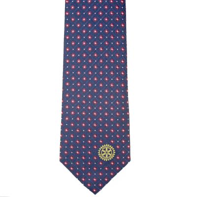 Navy with Red & White Dots Woven Silk Tie